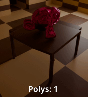 Animation comparing the distortion according to the poly count