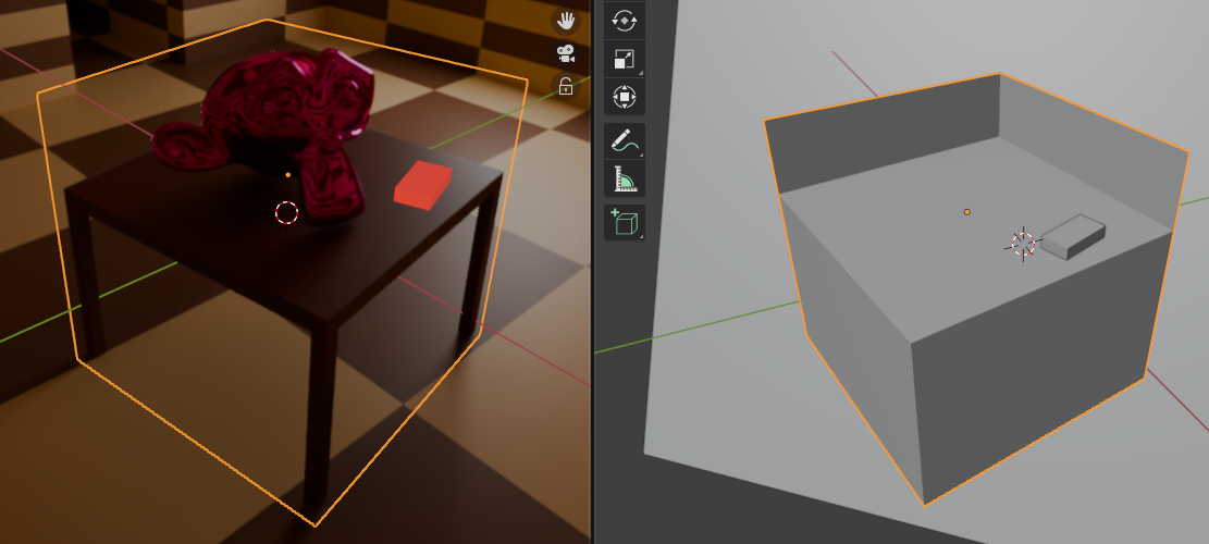 Screenshot showing same ammo box sitting but obstructed in the prerendered view